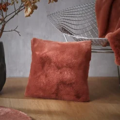 EMINZA Coussin carré fausse fourrure (45 x 45 cm) Finn Terracotta Discount