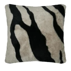 STOF Coussin carré fausse fourrure zébre (45 x 45 cm) Fauves Taupe New