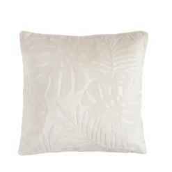 EMINZA Coussin carré flanelle (45 x 45 cm) Flore Ecru