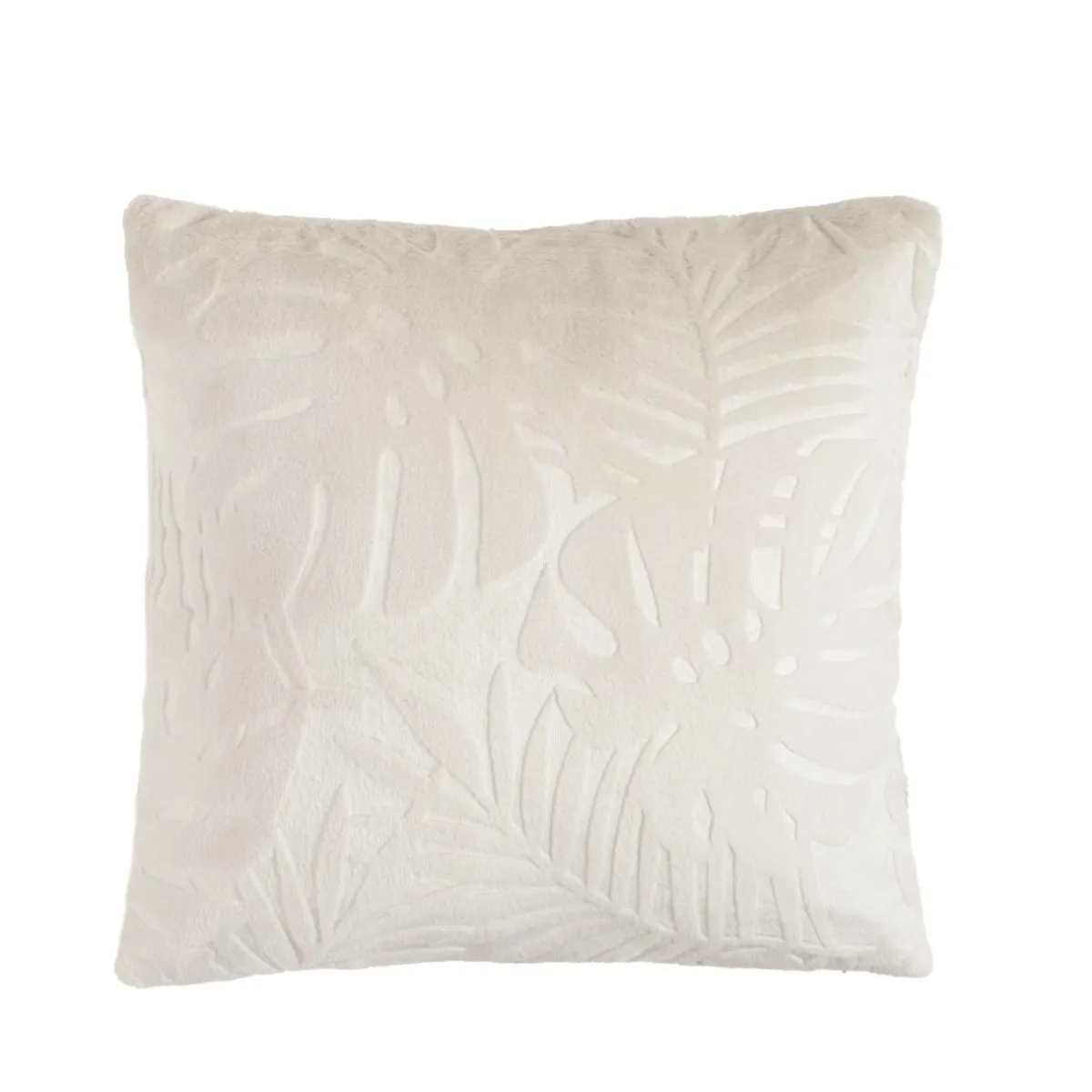 EMINZA Coussin carré flanelle (45 x 45 cm) Flore Ecru