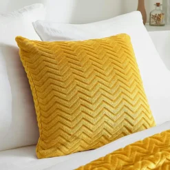EMINZA Coussin carré flanelle (45 x 45 cm) Zag Jaune moutarde Hot