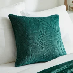 EMINZA Coussin carré flanelle (45 x 45 cm) Flore Vert Sale
