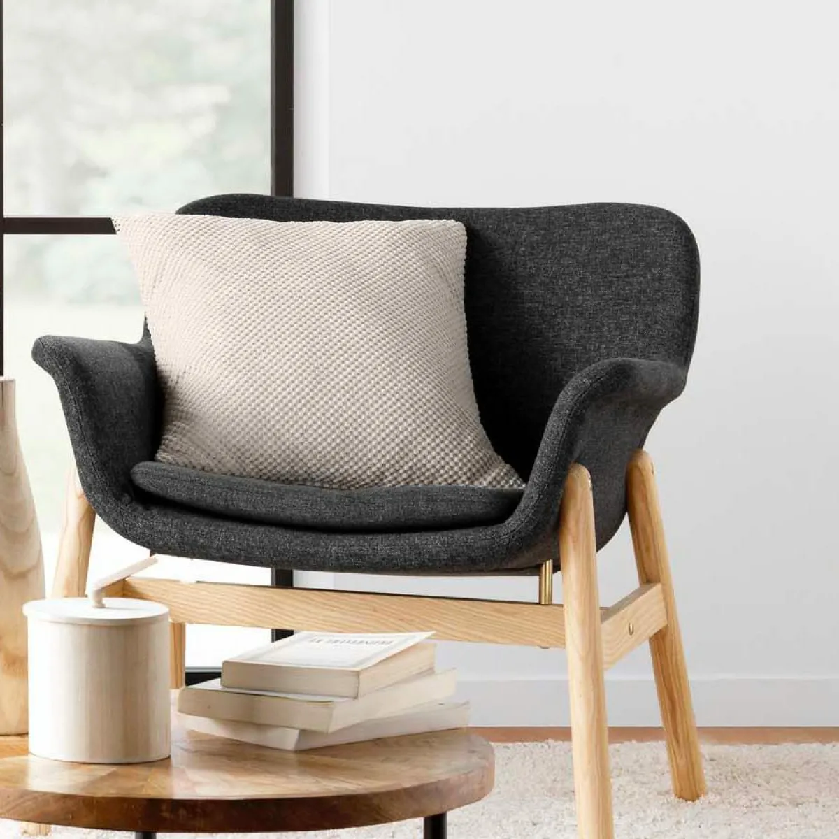 douceur d'intu017drieur Coussin carré flanelle relief (45 x 45 cm) Java Ecru Hot