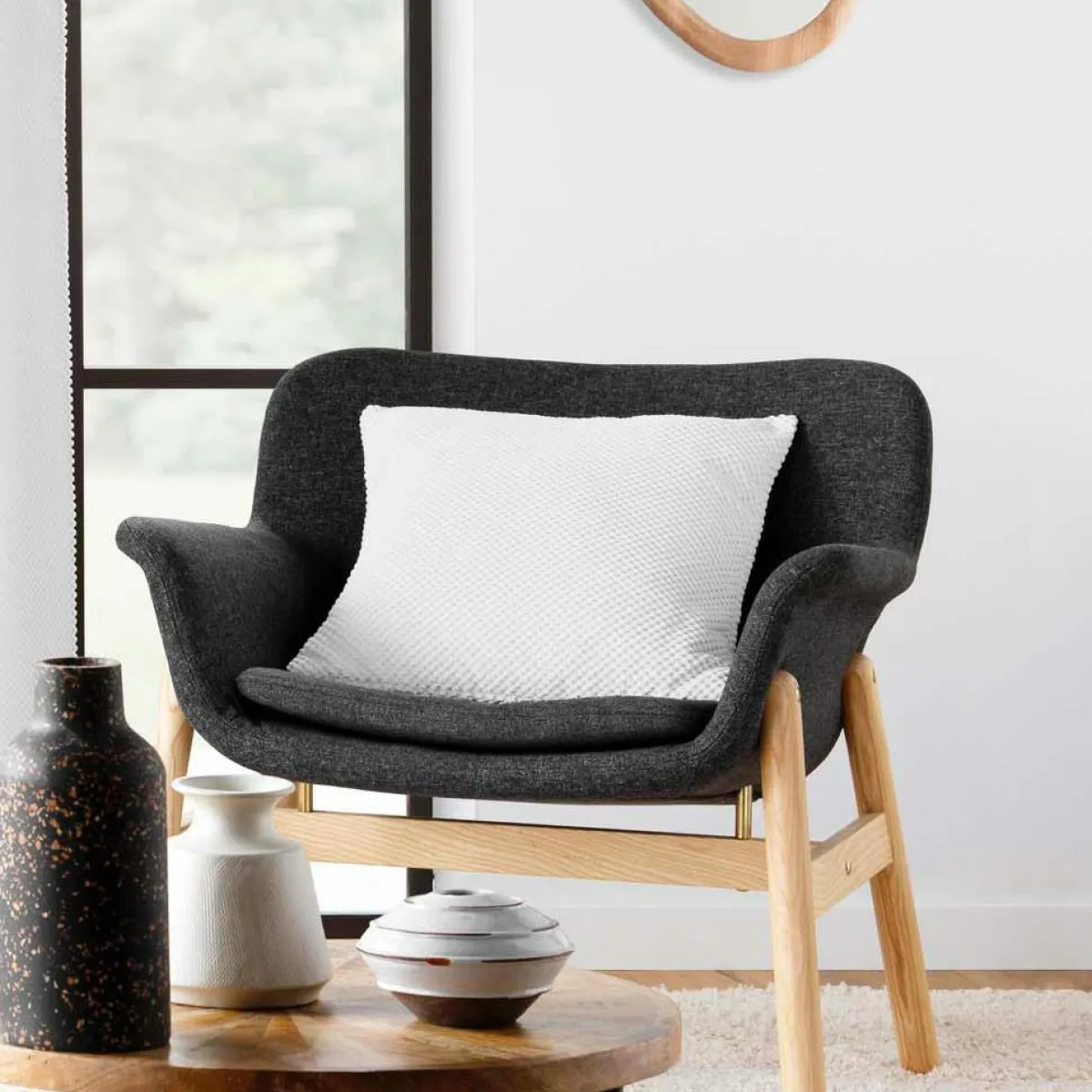 douceur d'intu017drieur Coussin carré flanelle relief (45 x 45 cm) Java Blanc Clearance