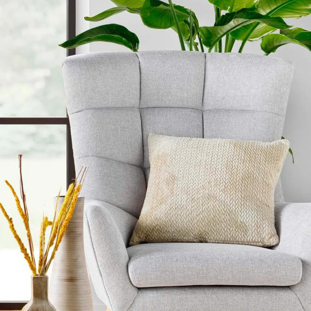 douceur d'intu017drieur Coussin carré flanelle relief (45 x 45 cm) Flanela Beige Outlet
