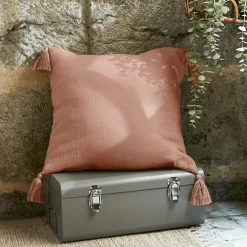 EMINZA Coussin carré gaze de coton (40 x 40 cm) Gaïa Rose Pêche Best
