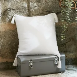 EMINZA Coussin carré gaze de coton (40 x 40 cm) Gaïa chantilly Blanc Sale
