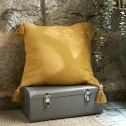 EMINZA Coussin carré gaze de coton (40 x 40 cm) Gaïa Jaune safran Clearance