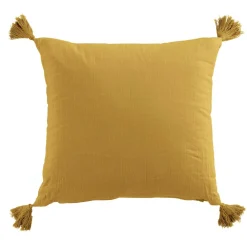 EMINZA Coussin carré gaze de coton (40 x 40 cm) Gaïa Jaune safran Clearance
