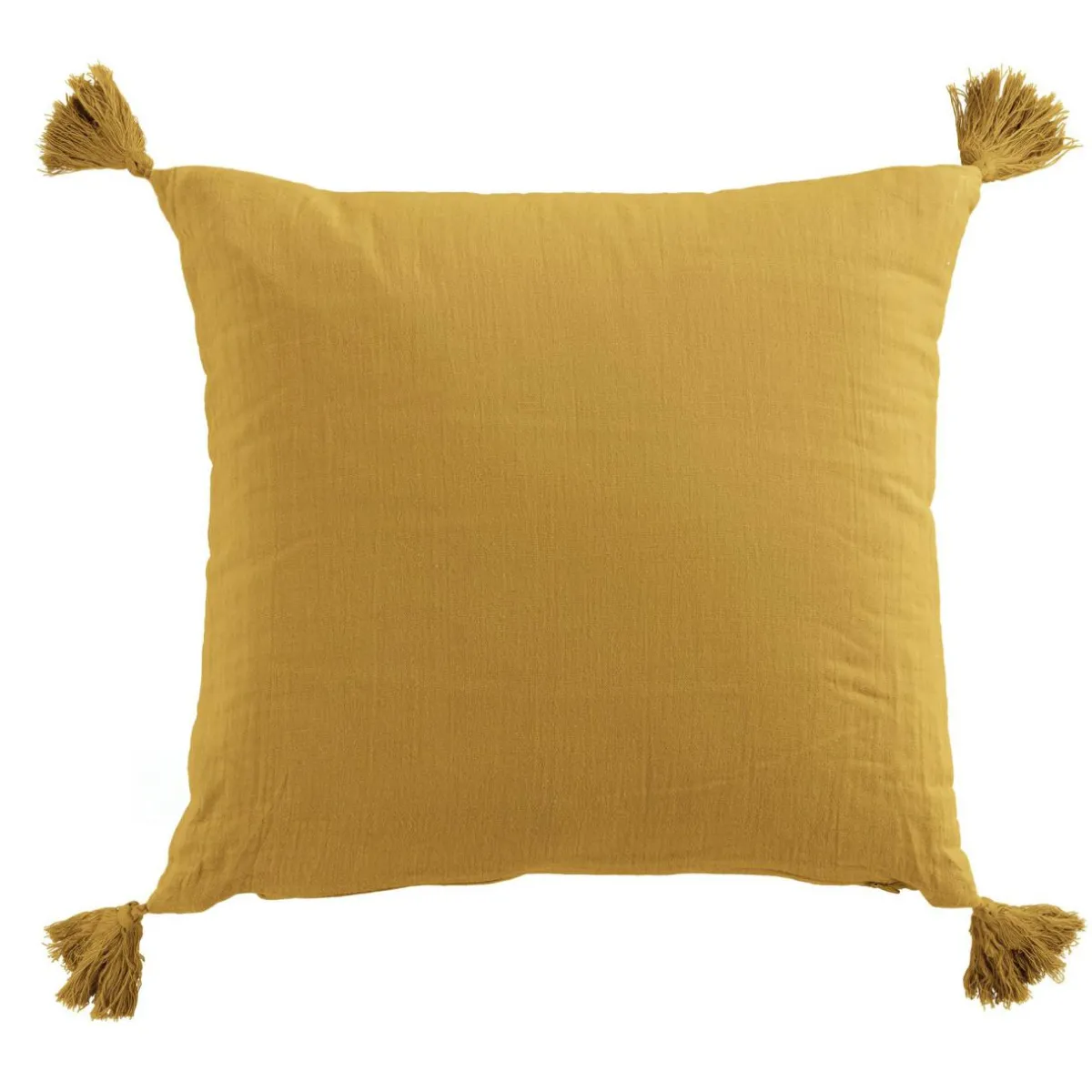 EMINZA Coussin carré gaze de coton (40 x 40 cm) Gaïa Jaune safran Clearance