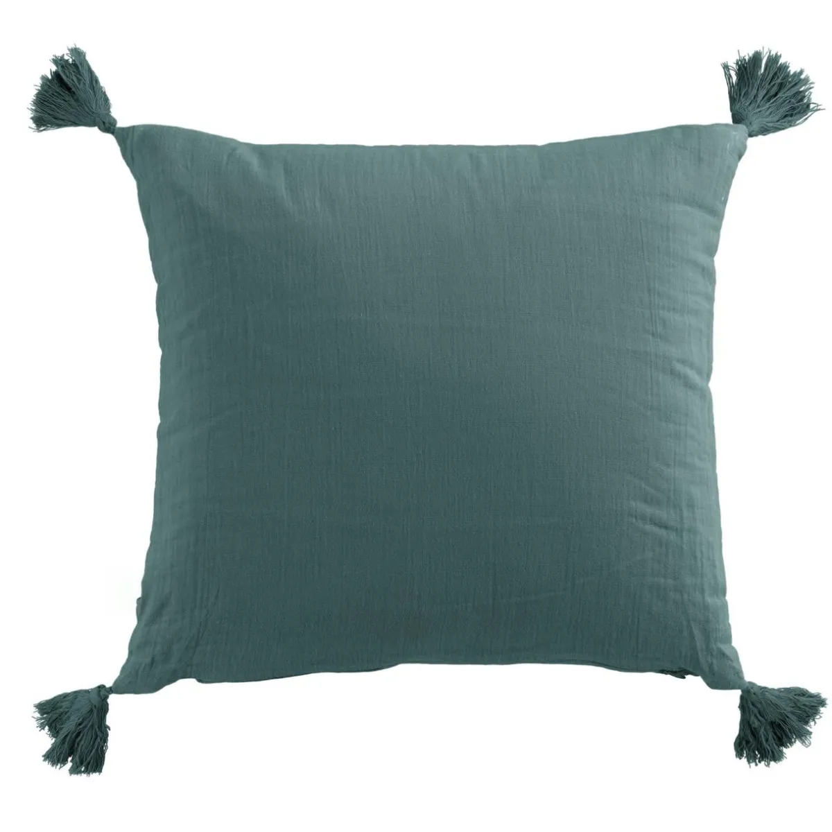 EMINZA Coussin carré gaze de coton (40 x 40 cm) Gaïa Bleu canard New
