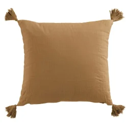 EMINZA Coussin carré gaze de coton (40 x 40 cm) Gaïa Camel New