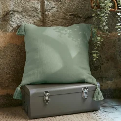 EMINZA Coussin carré gaze de coton (40 x 40 cm) Gaïa Vert Eucalyptus