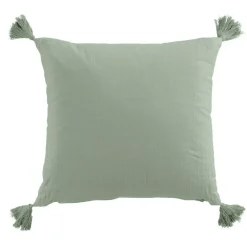 EMINZA Coussin carré gaze de coton (40 x 40 cm) Gaïa Vert Eucalyptus