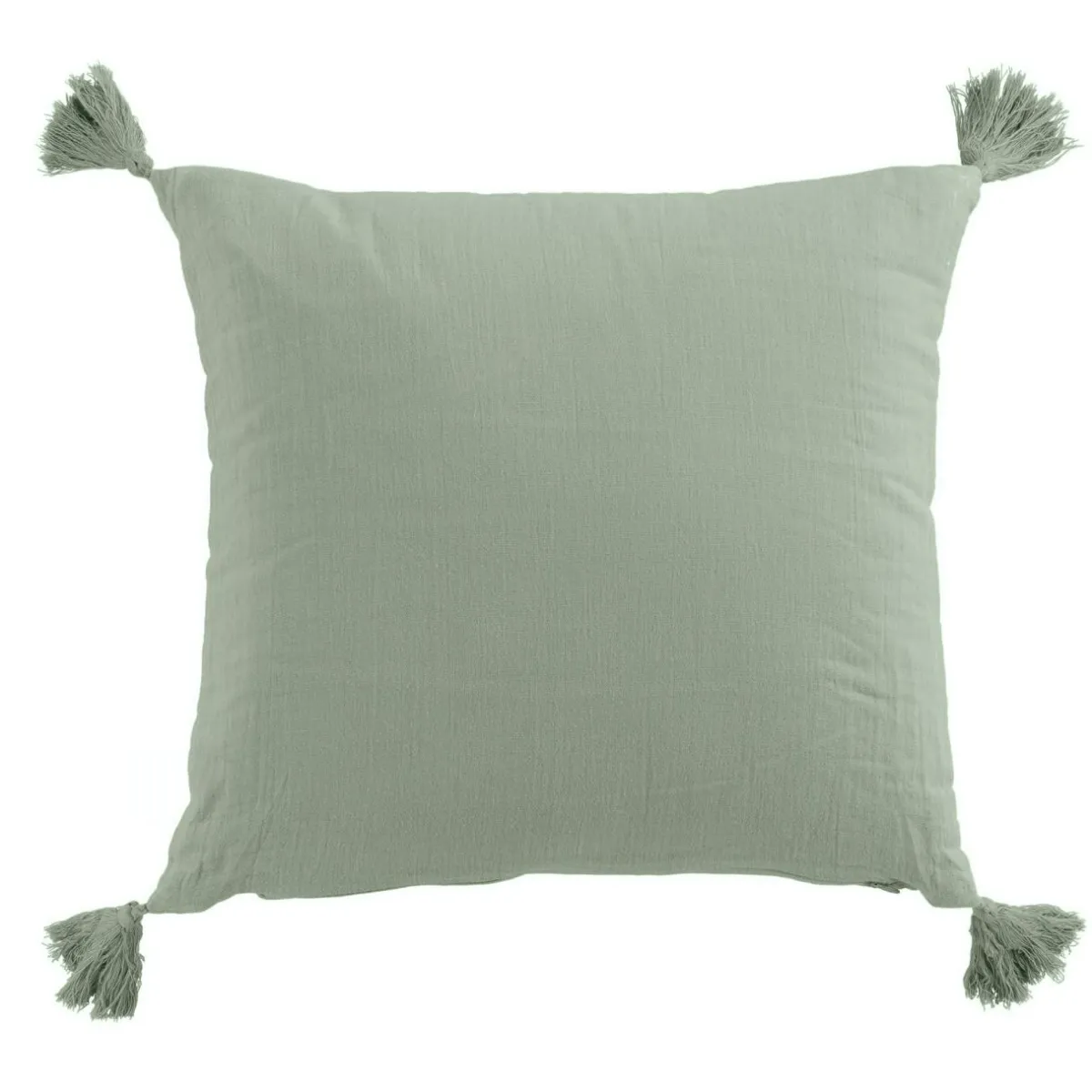 EMINZA Coussin carré gaze de coton (40 x 40 cm) Gaïa Vert Eucalyptus