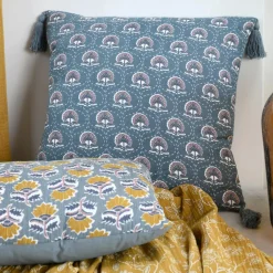 LOVELY CASA Coussin carré gaze de coton (40 cm) Sunda indigo Bleu Clearance