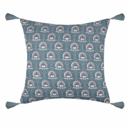 LOVELY CASA Coussin carré gaze de coton (40 cm) Sunda indigo Bleu Clearance