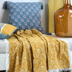 LOVELY CASA Coussin carré gaze de coton (40 cm) Sunda indigo Bleu Clearance