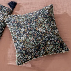 EMINZA Coussin carré gaze de coton (40 x 40 cm) Constance Bleu nuit Sale