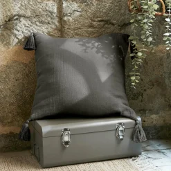 EMINZA Coussin carré gaze de coton (40 x 40 cm) Gaïa Gris granit Gris foncé