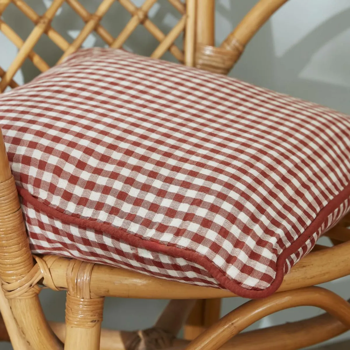EMINZA Coussin carré gaze de coton (45 x 45 cm) Gaïa vichy Terracotta New