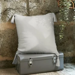 EMINZA Coussin carré gaze de coton (40 x 40 cm) Gaïa Gris nuage Gris clair New