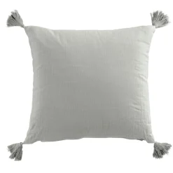 EMINZA Coussin carré gaze de coton (40 x 40 cm) Gaïa Gris nuage Gris clair New