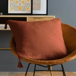 EMINZA Coussin carré gaze de coton (60 x 60 cm) Gaïa Terracotta Best