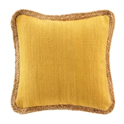 DOUCEUR D'INTERIEUR Coussin carré jute et coton (45 x 45 cm) Akina Jaune ocre