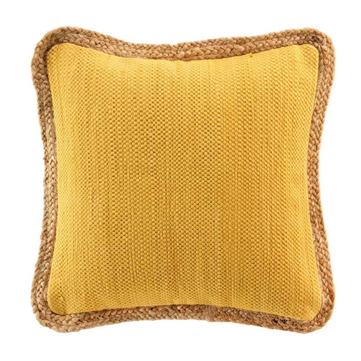 DOUCEUR D'INTERIEUR Coussin carré jute et coton (45 x 45 cm) Akina Jaune ocre