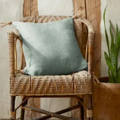 EMINZA Coussin carré lin lavé (45 cm) Louise Vert Eucalyptus Best