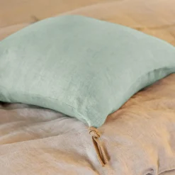 EMINZA Coussin carré lin lavé (45 cm) Louise Vert Eucalyptus Best