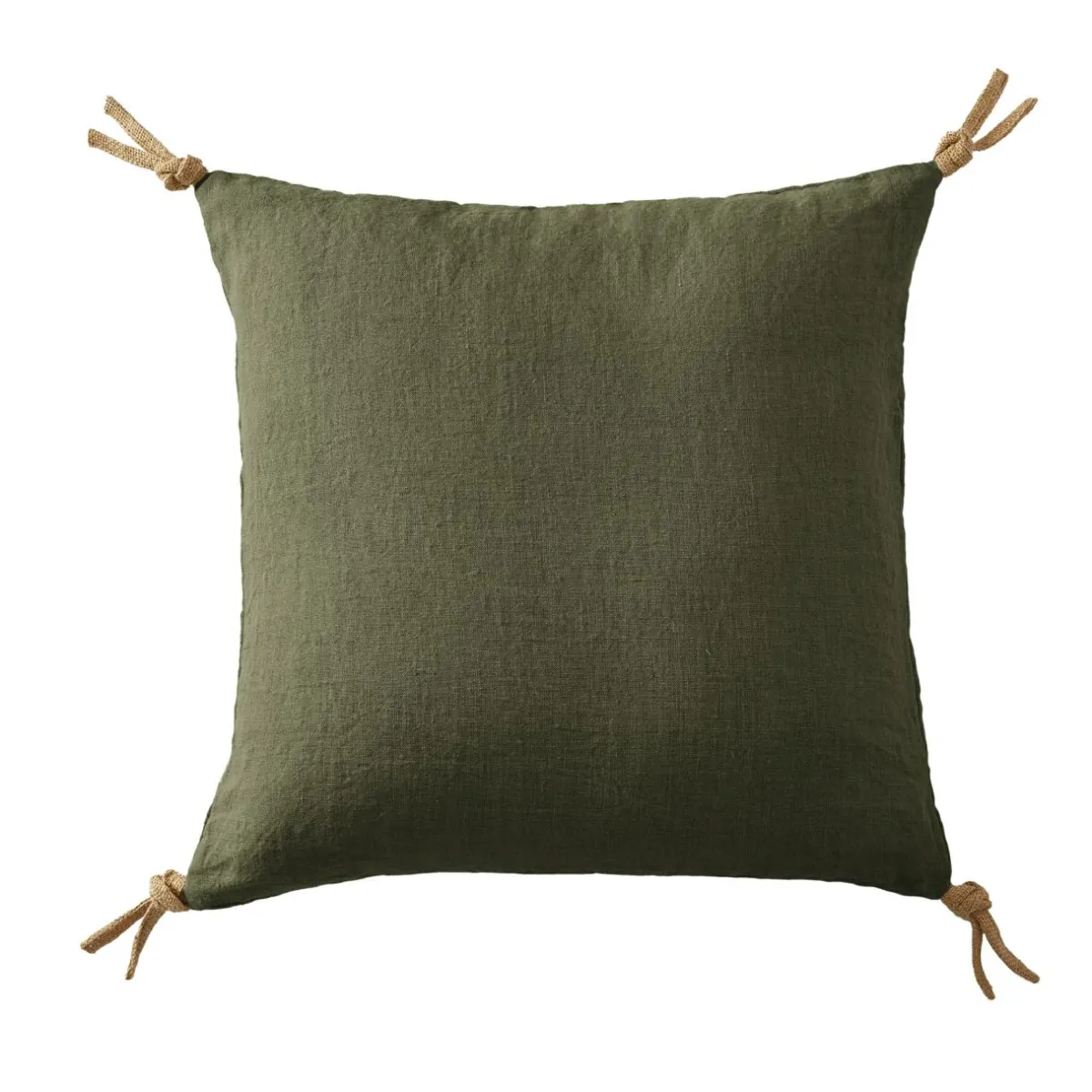 EMINZA Coussin carré lin lavé (45 cm) Louise Vert romarin