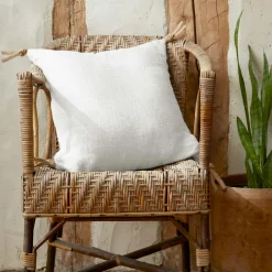 EMINZA Coussin carré lin lavé (45 cm) Louise Blanc