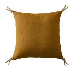 EMINZA Coussin carré lin lavé (45 cm) Louise Caramel Discount