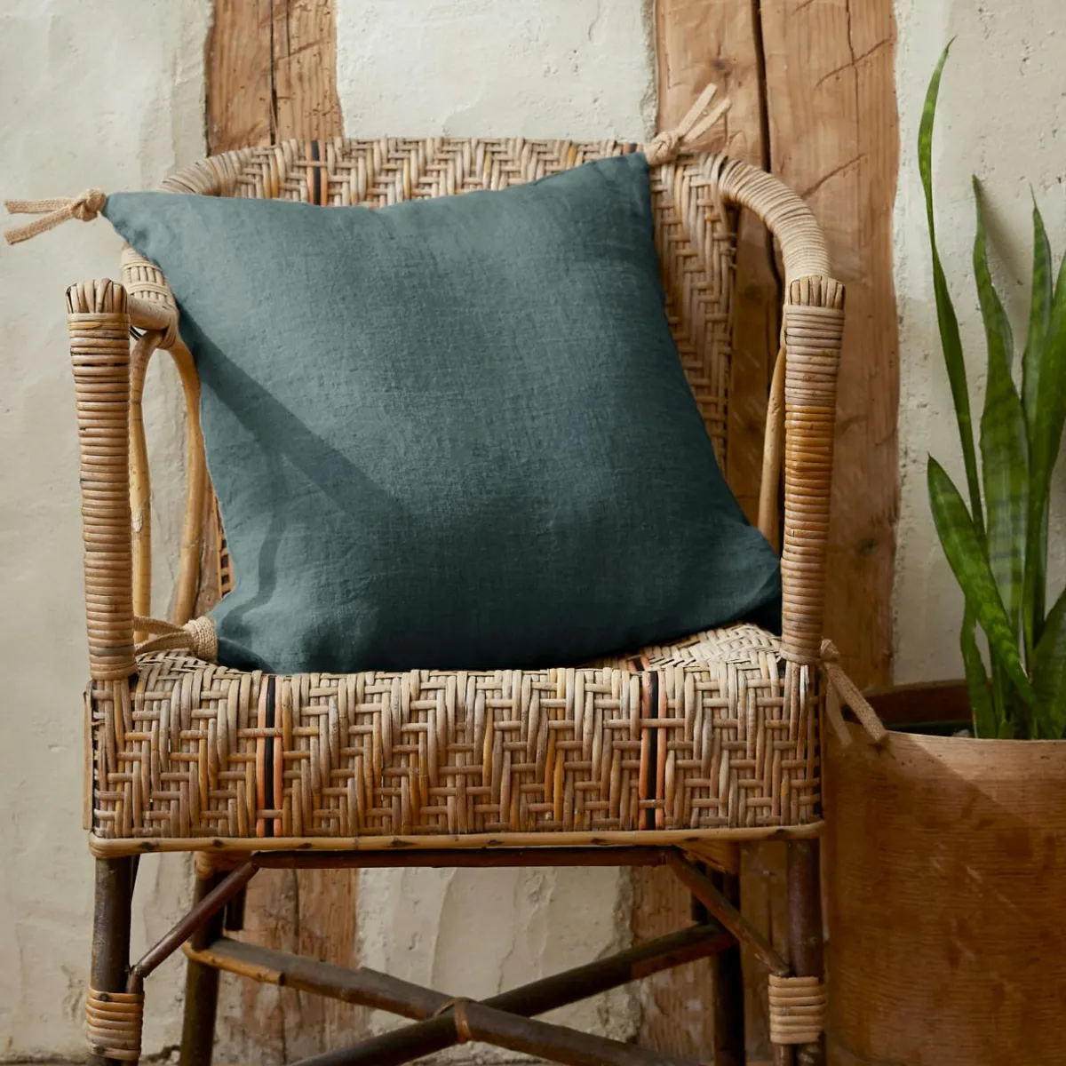 EMINZA Coussin carré lin lavé (45 cm) Louise Gris ardoise Outlet