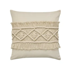 douceur d'intu017drieur Coussin carré macramé (45 x 45 cm) Samaya Beige Online