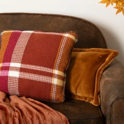 Atmosphera, cru017dateur d'intu017drieur Coussin carré nid d'abeille (45 x 45 cm) Owen Terracotta Clearance