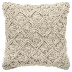 ATMOSPHERA Coussin carré polycoton (40 x 40 cm) Macram Beige New
