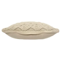 ATMOSPHERA Coussin carré polycoton (40 x 40 cm) Macram Beige New