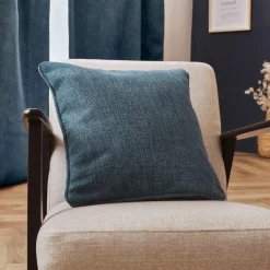 EMINZA Coussin carré tissé (45 x 45 cm) Alba Bleu