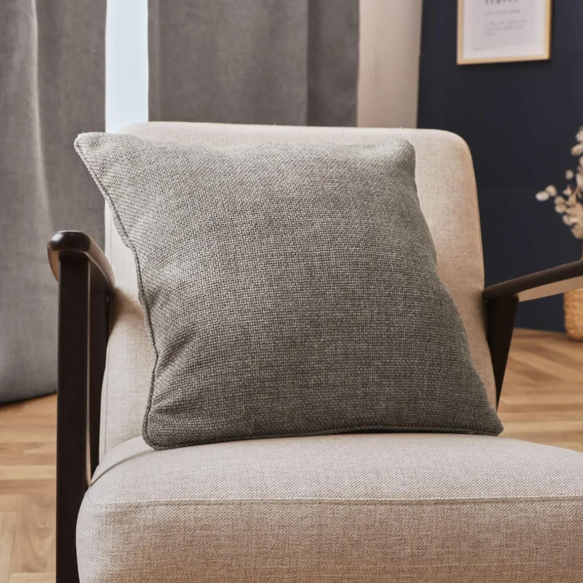 EMINZA Coussin carré tissé (45 x 45 cm) Alba Taupe