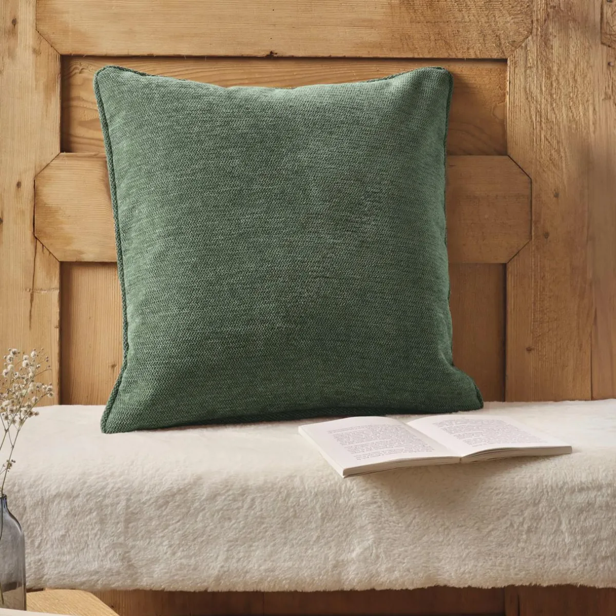 EMINZA Coussin carré tissé (45 x 45 cm) Magnus Vert romarin New