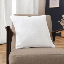 EMINZA Coussin carré tissé (45 x 45 cm) Alba perle Blanc Online
