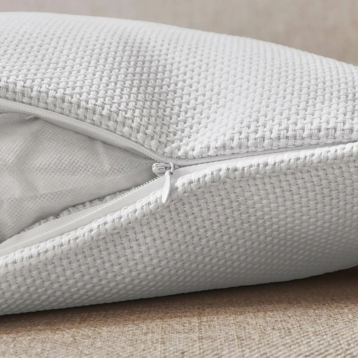 EMINZA Coussin carré tissé (45 x 45 cm) Alba perle Blanc Online
