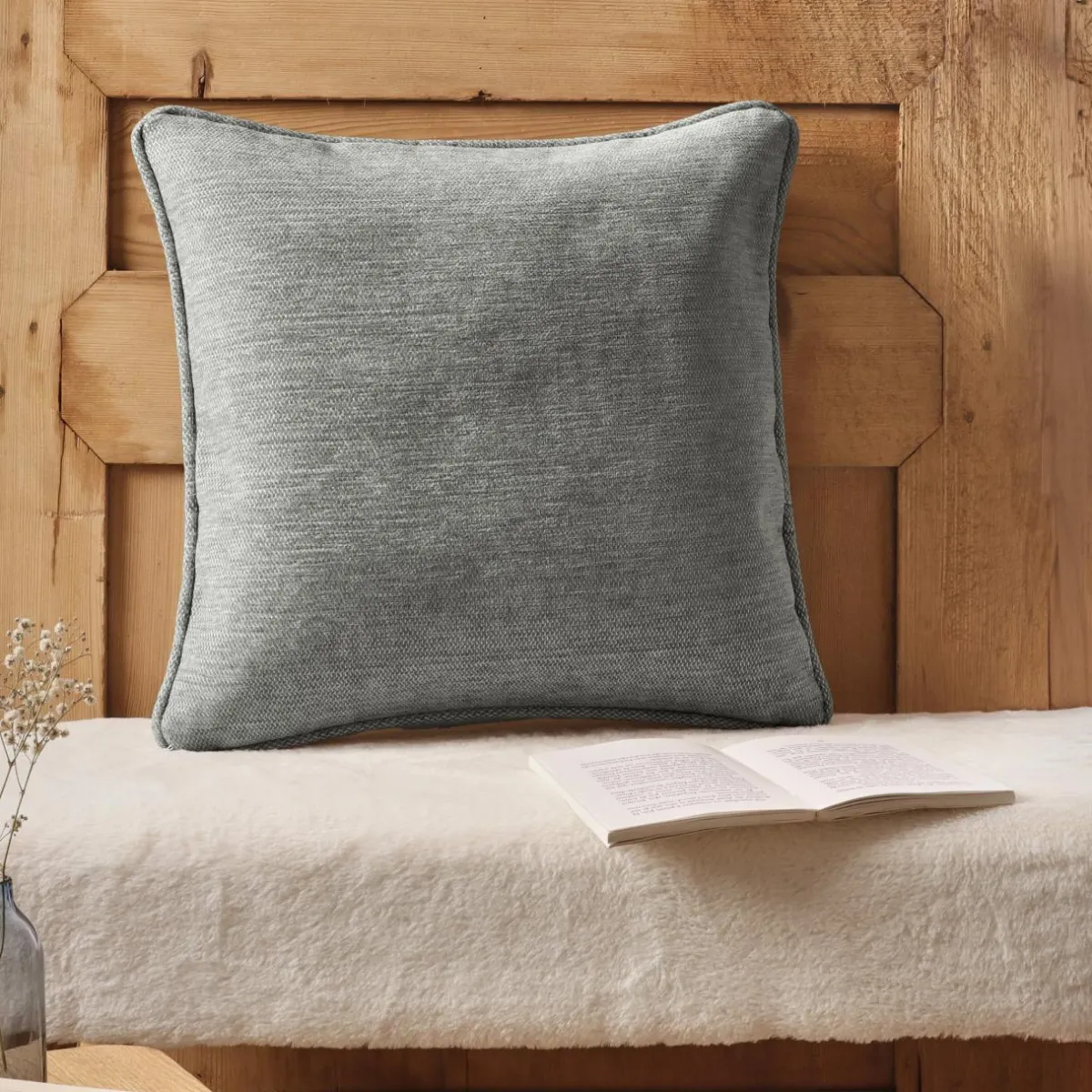 EMINZA Coussin carré tissé (45 x 45 cm) Magnus titane Gris Outlet