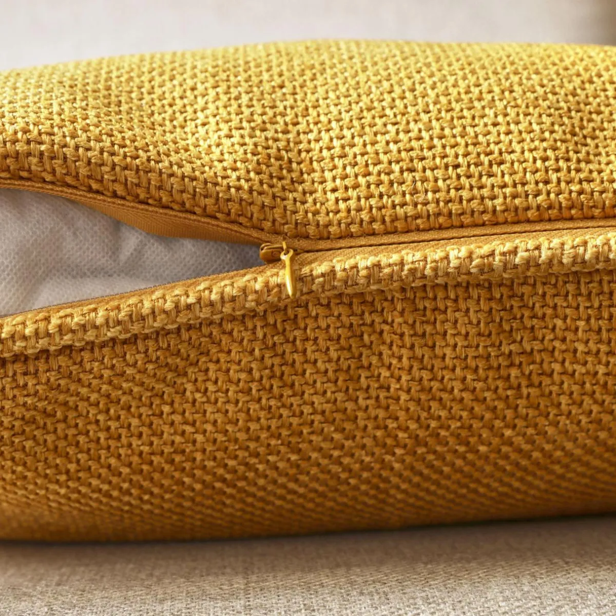 EMINZA Coussin carré tissé (45 x 45 cm) Alba Jaune moutarde Online