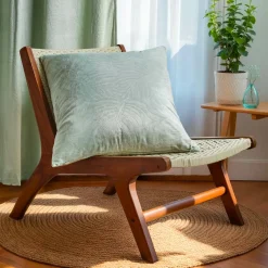 EMINZA Coussin carré velours (60 x 60 cm) Fern Vert sauge Best