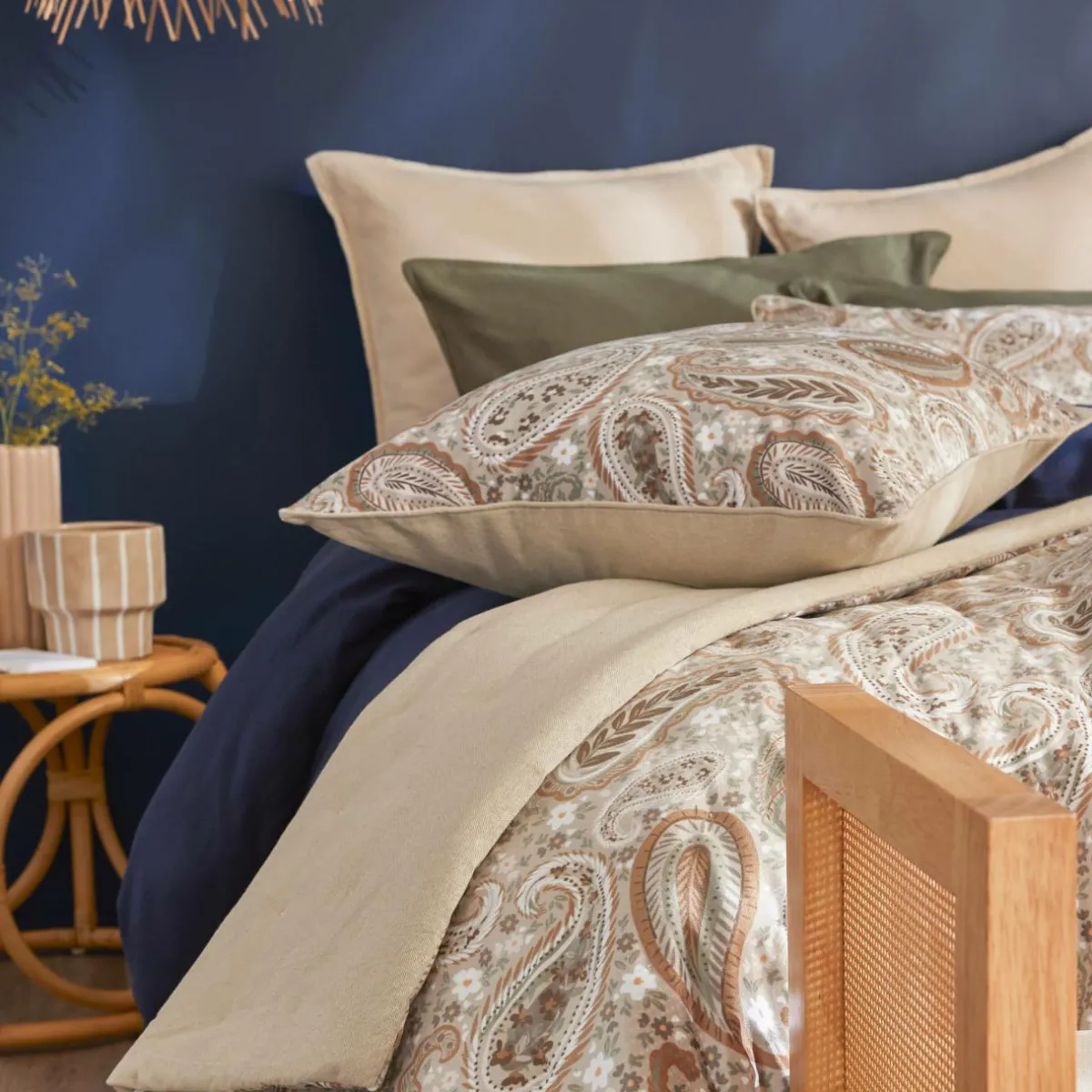 EMINZA Coussin carré velours (50 x 50 cm) Dolores Beige New