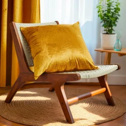 EMINZA Coussin carré velours (60 x 60 cm) Fern Jaune ocre Discount
